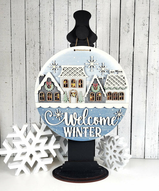 Welcome Winter Round With Lights Round- Paint Party Kit