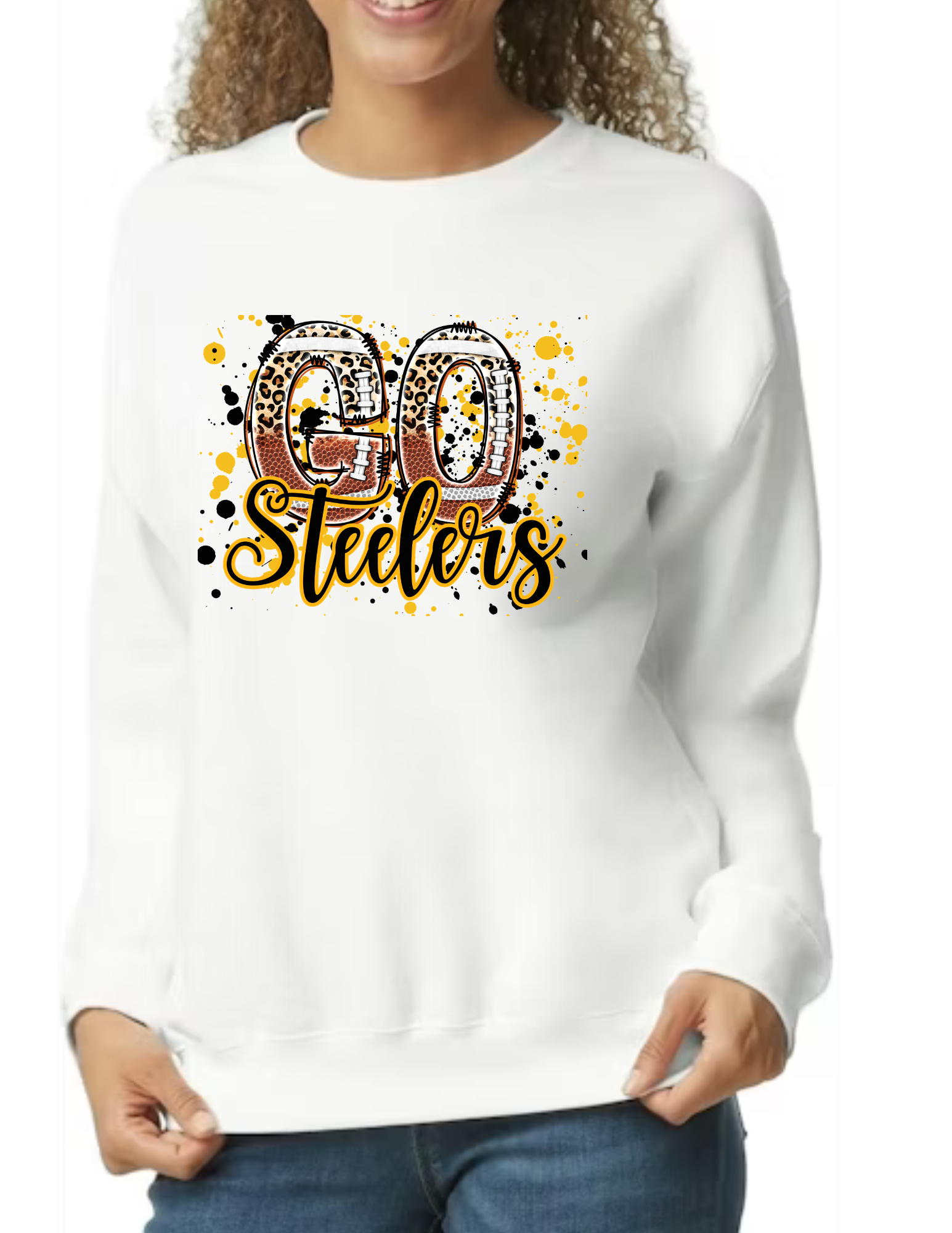 Go Steelers Spatter- White (CUSTOMIZED NAME ON BACK)