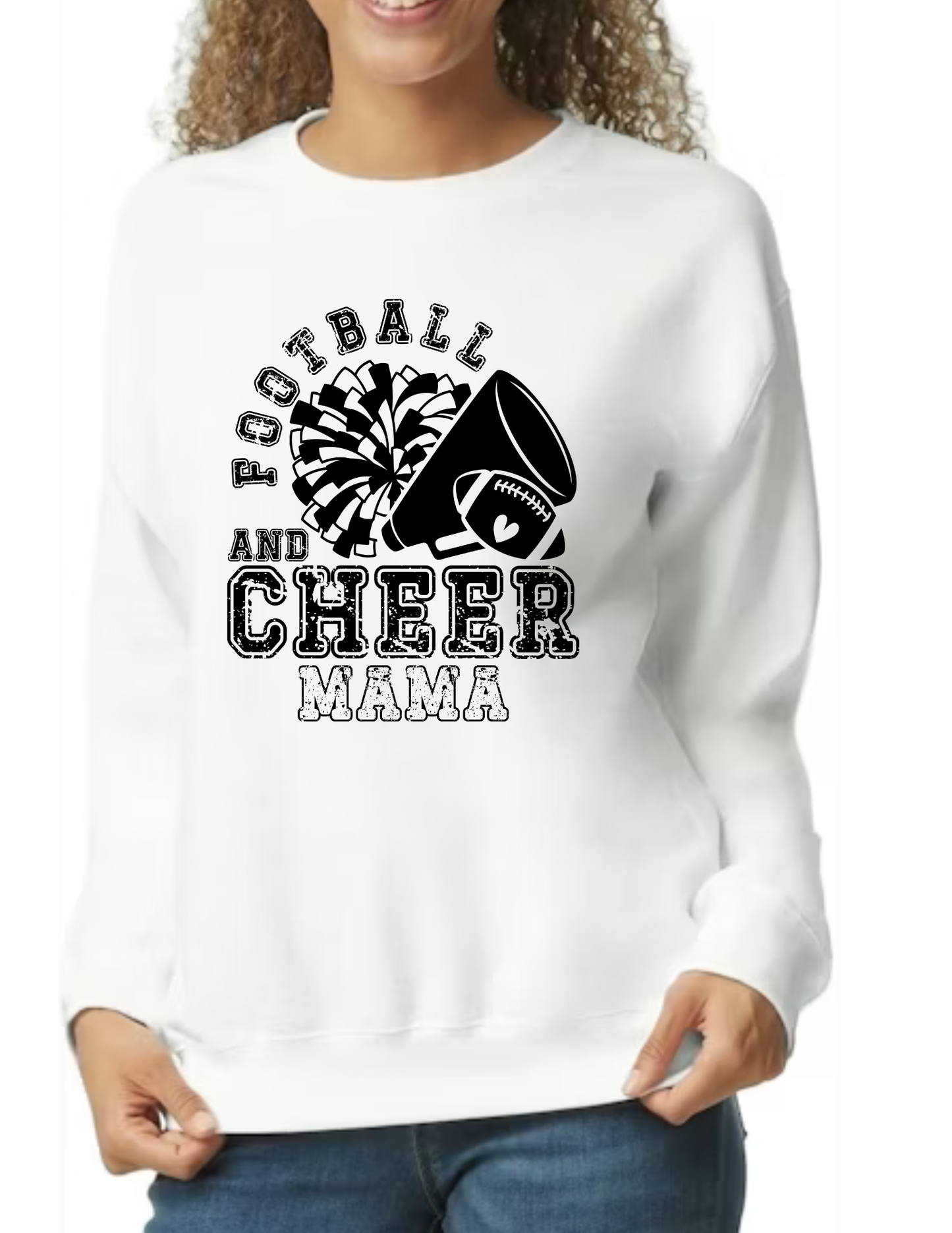 Football & Cheer Mom Throwback, Black- White
