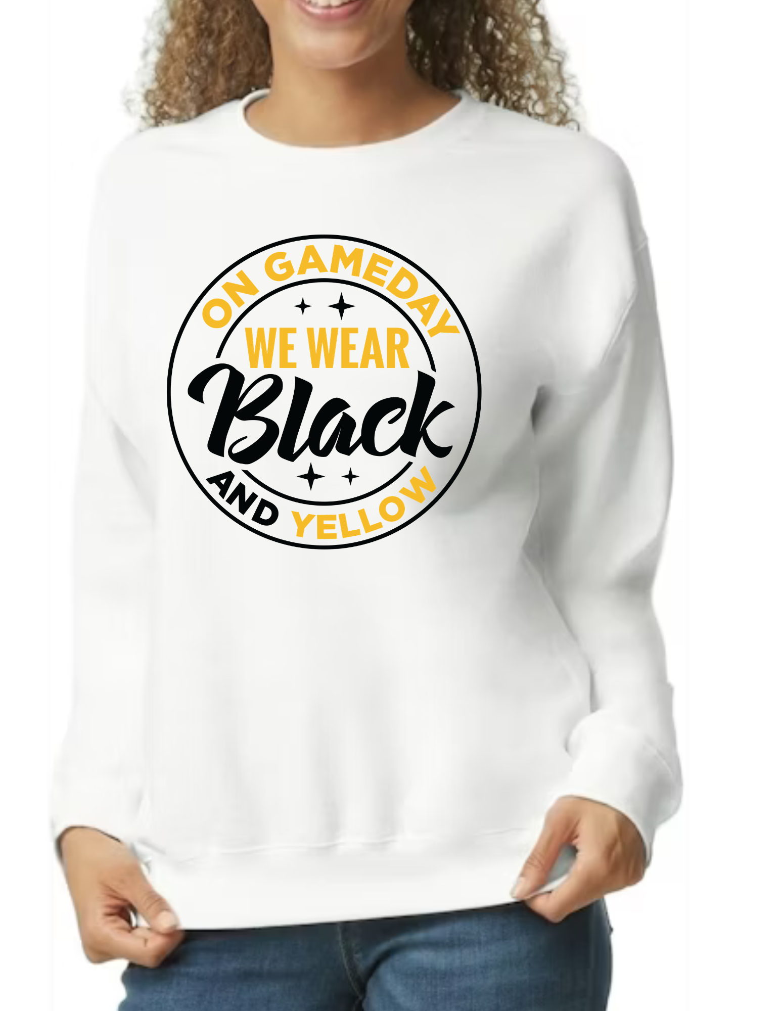 On Game Day We Wear Black & Yellow, Black- White