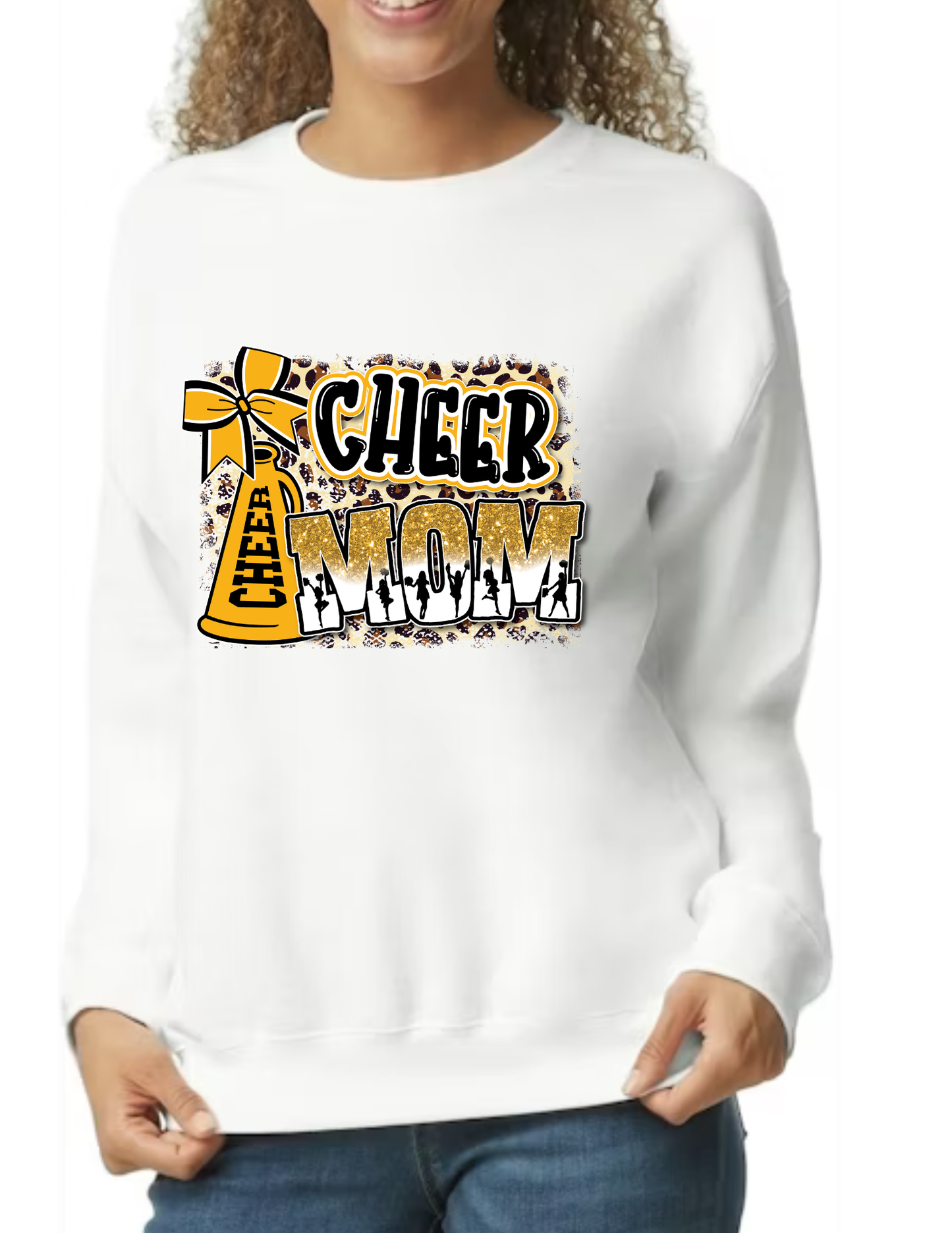 Cheer Mom Cheetah Print- White (CUSTOMIZED NAME ON BACK)