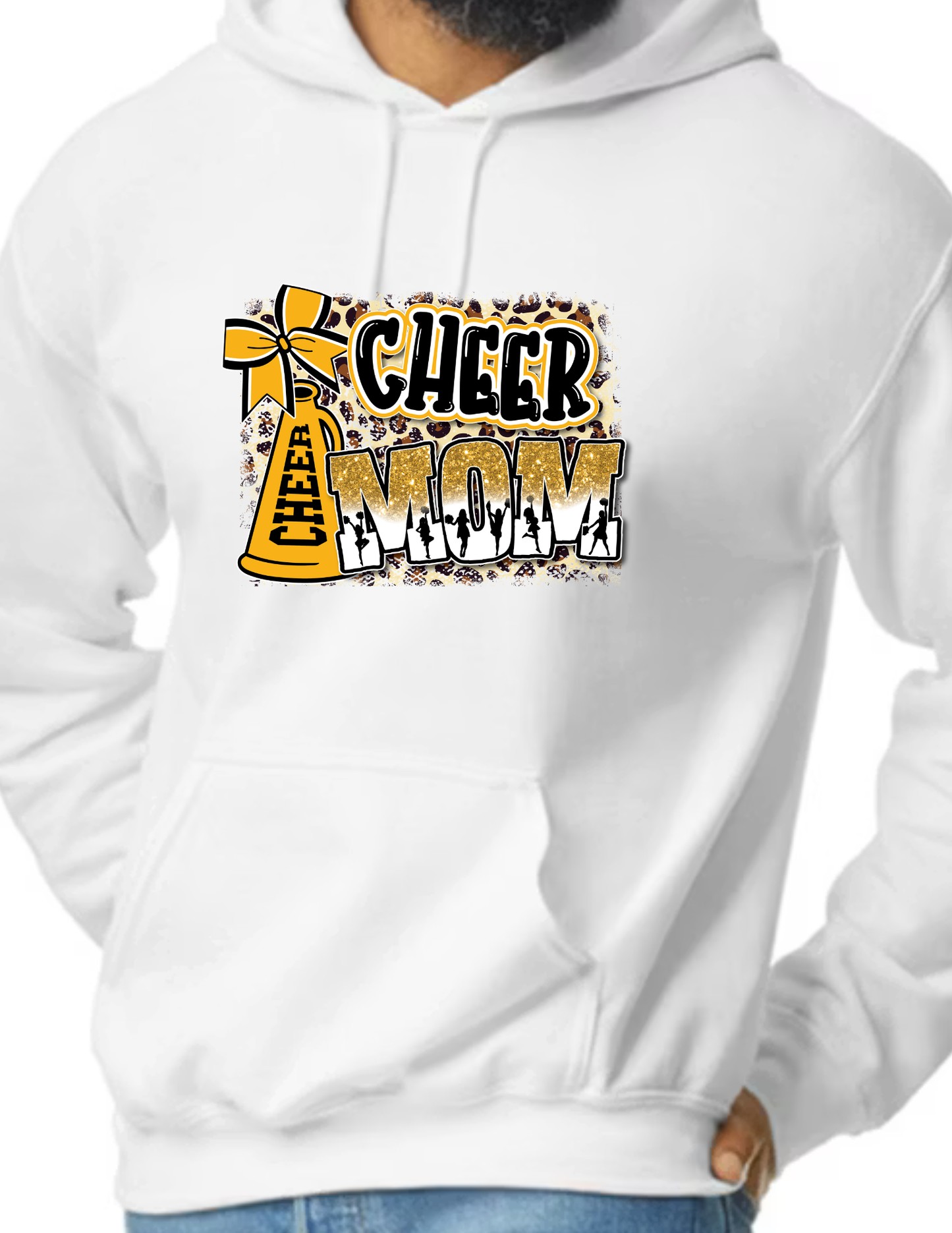 Cheer Mom Cheetah Print- White (CUSTOMIZED NAME ON BACK)