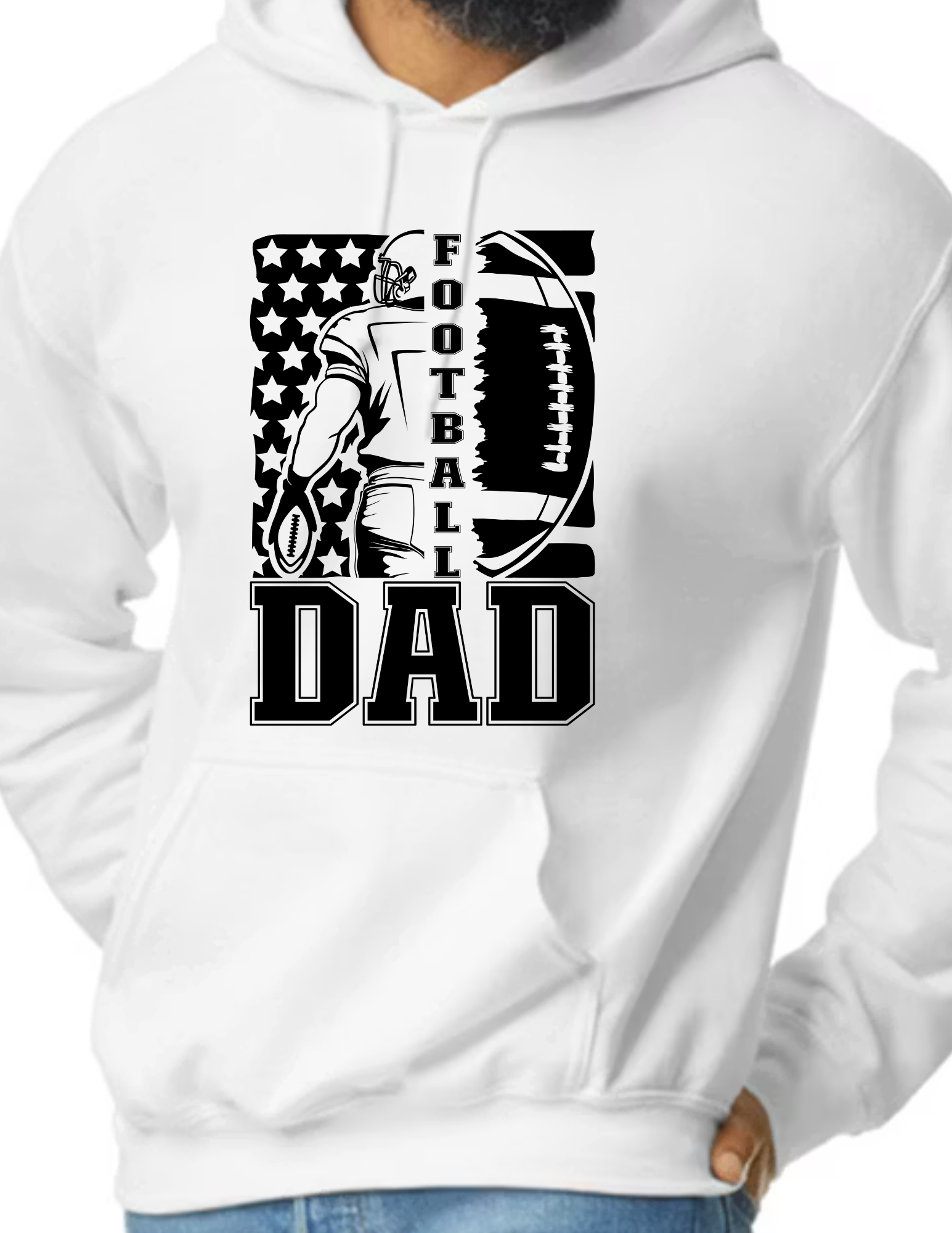 Football Dad Flag- White (CUSTOMIZED NAME ON BACK)