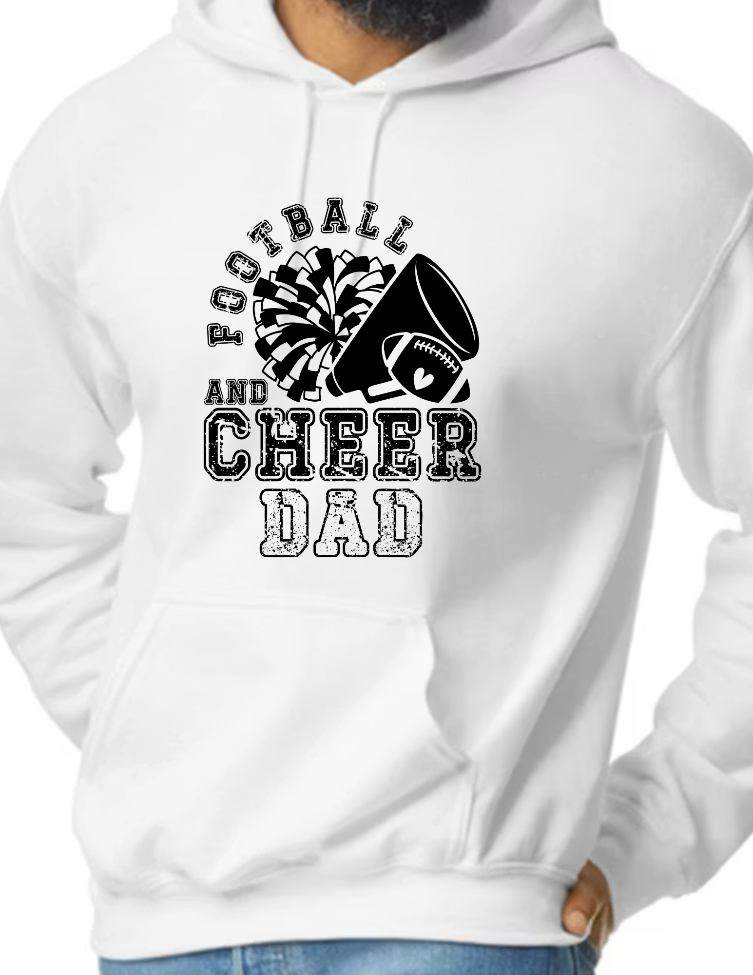Football & Cheer Dad Throwback,  Black- White (CUSTOMIZED NAME ON BACK)