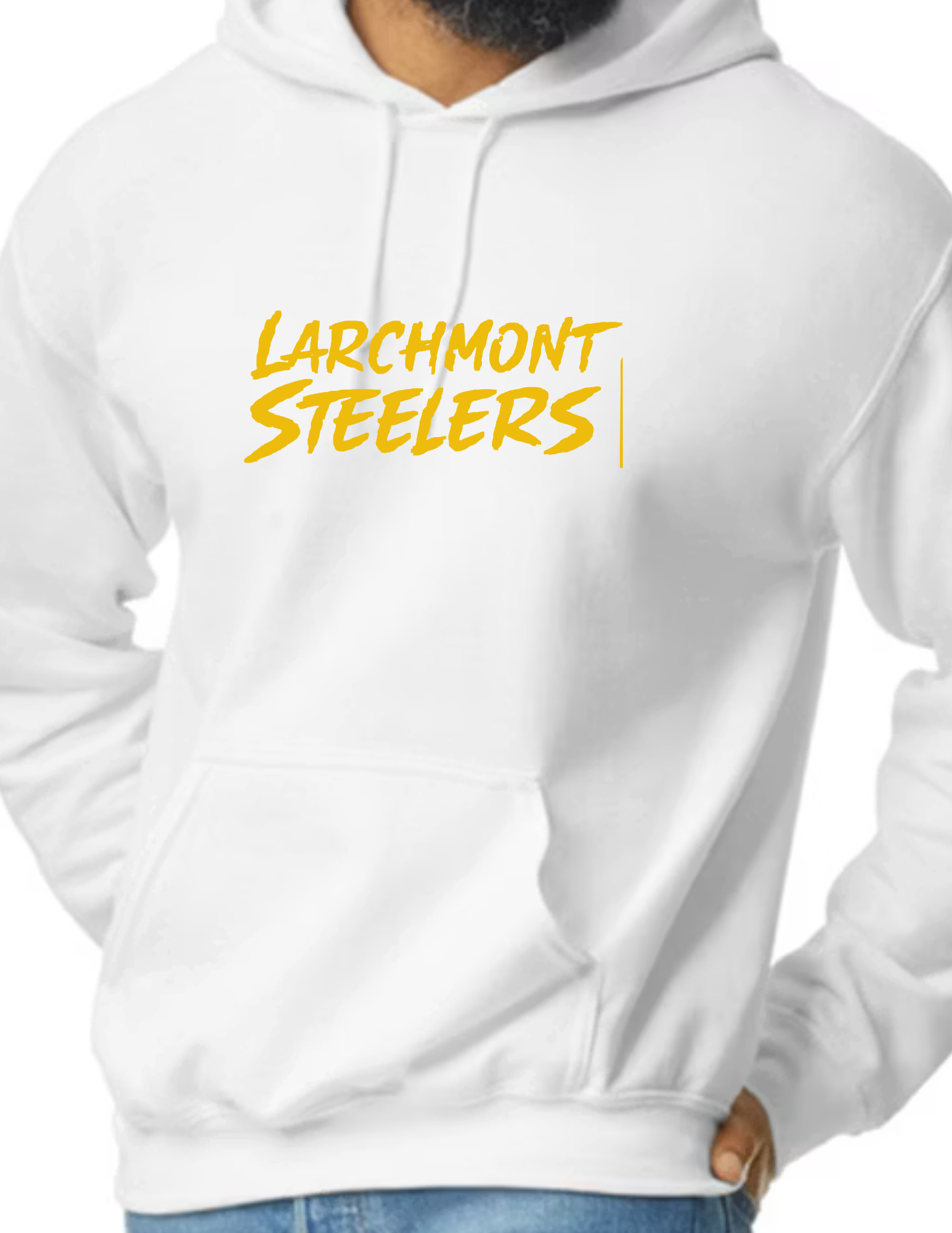 Larchmont Steelers Gold Font- White