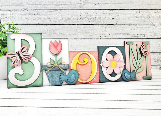 Bloom Word Block- Paint Party