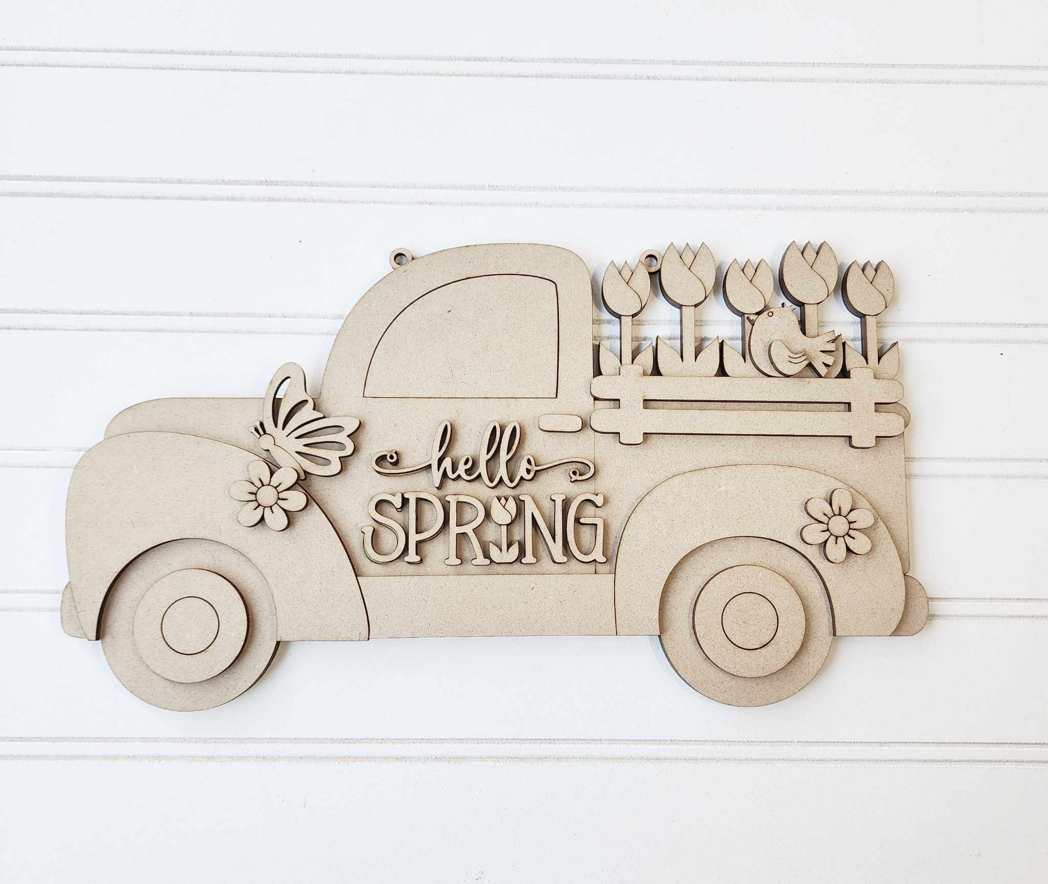 Hello Spring Truck Hanger- DIY Blank