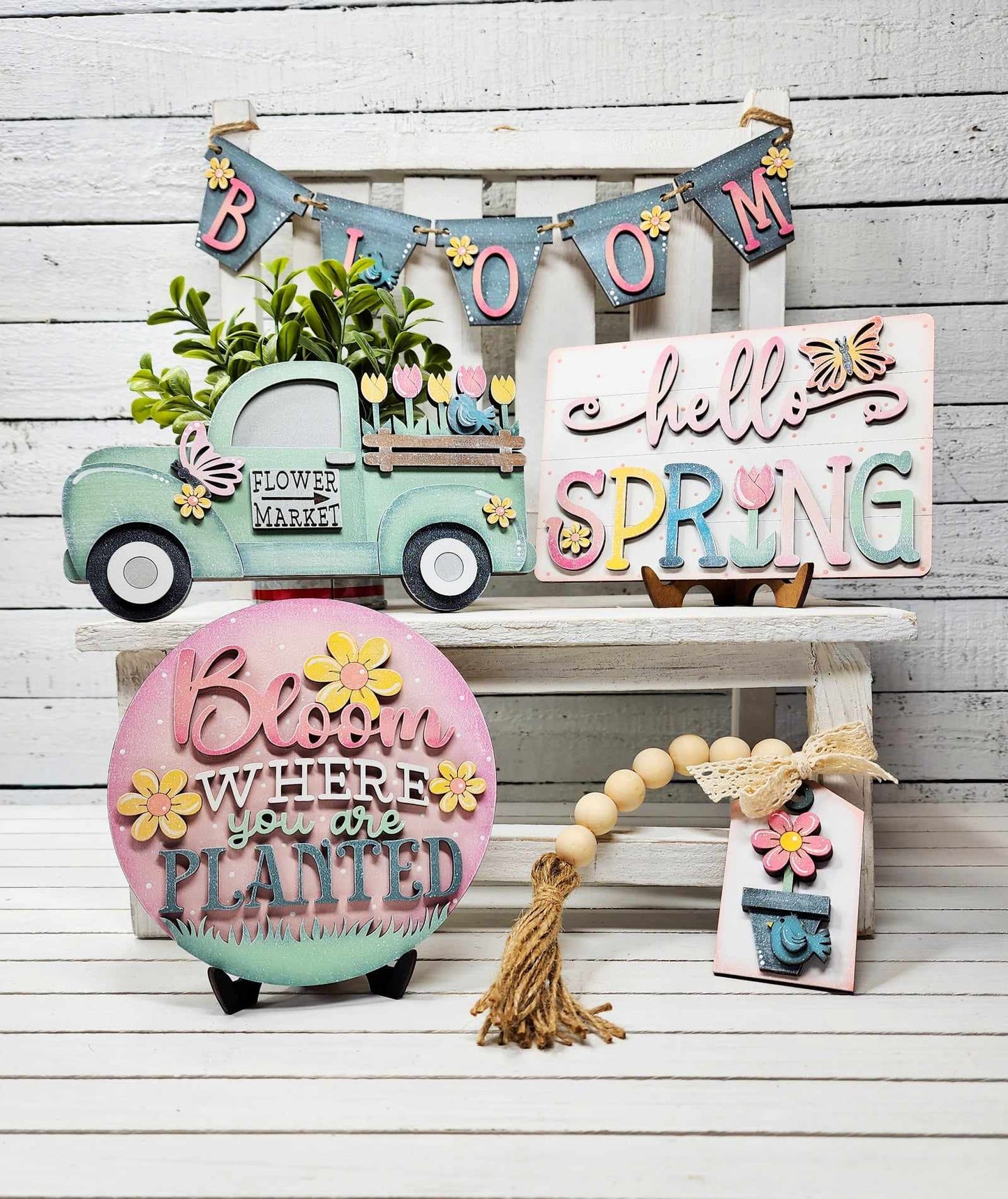Hello Spring Tiered Tray Decor Set- Paint Party Kit