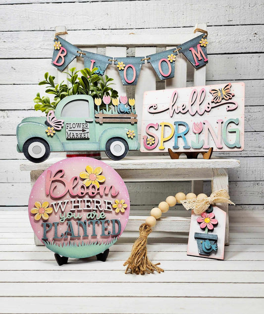 Hello Spring Tiered Tray Decor Set- Paint Party Kit