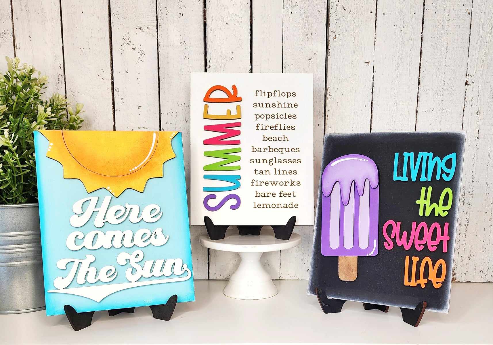 Sweet Summertime Sign Trio with Stands OR Frames