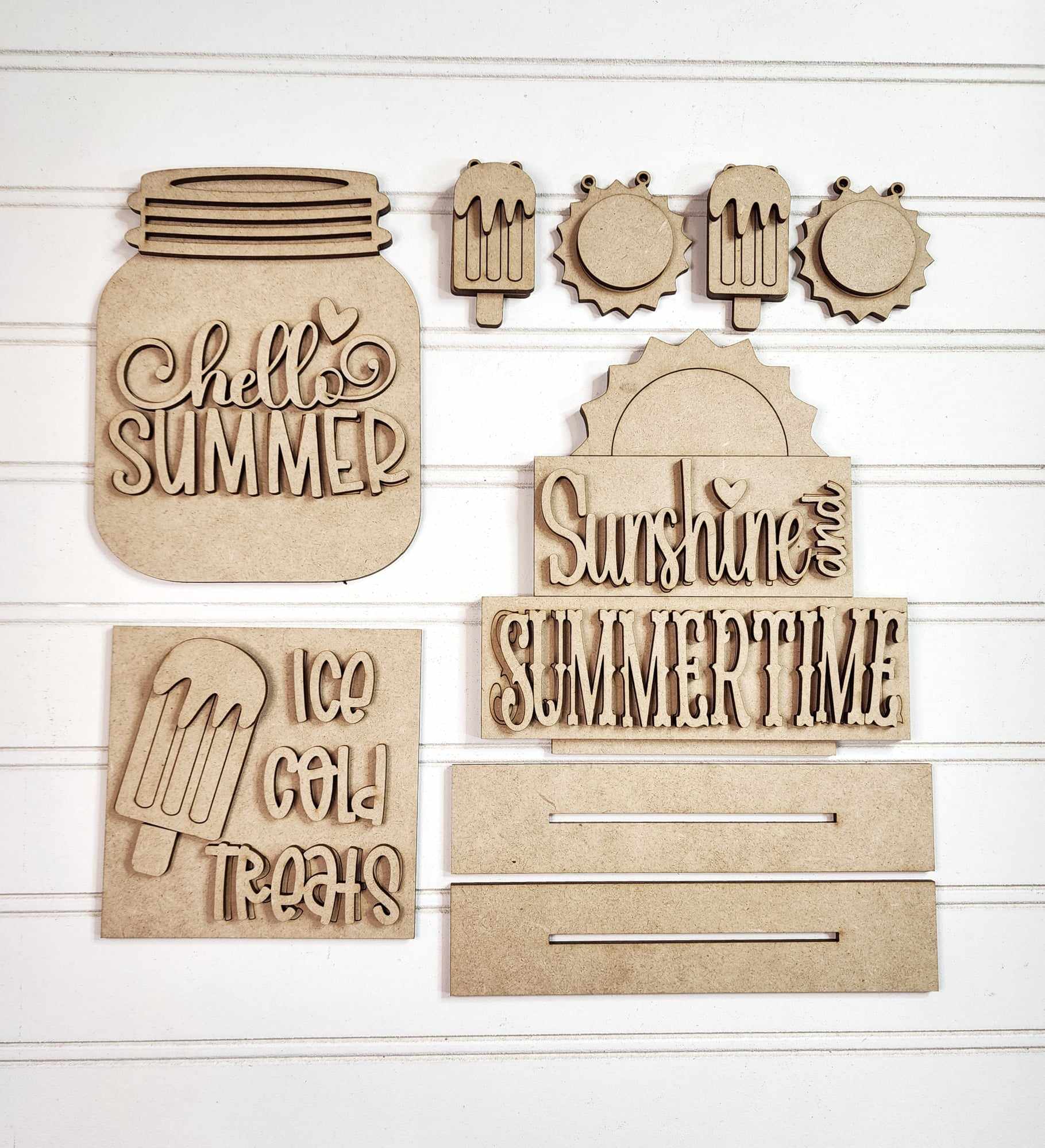 Hello Summer Tiered Tray Decor Set- DIY Blank