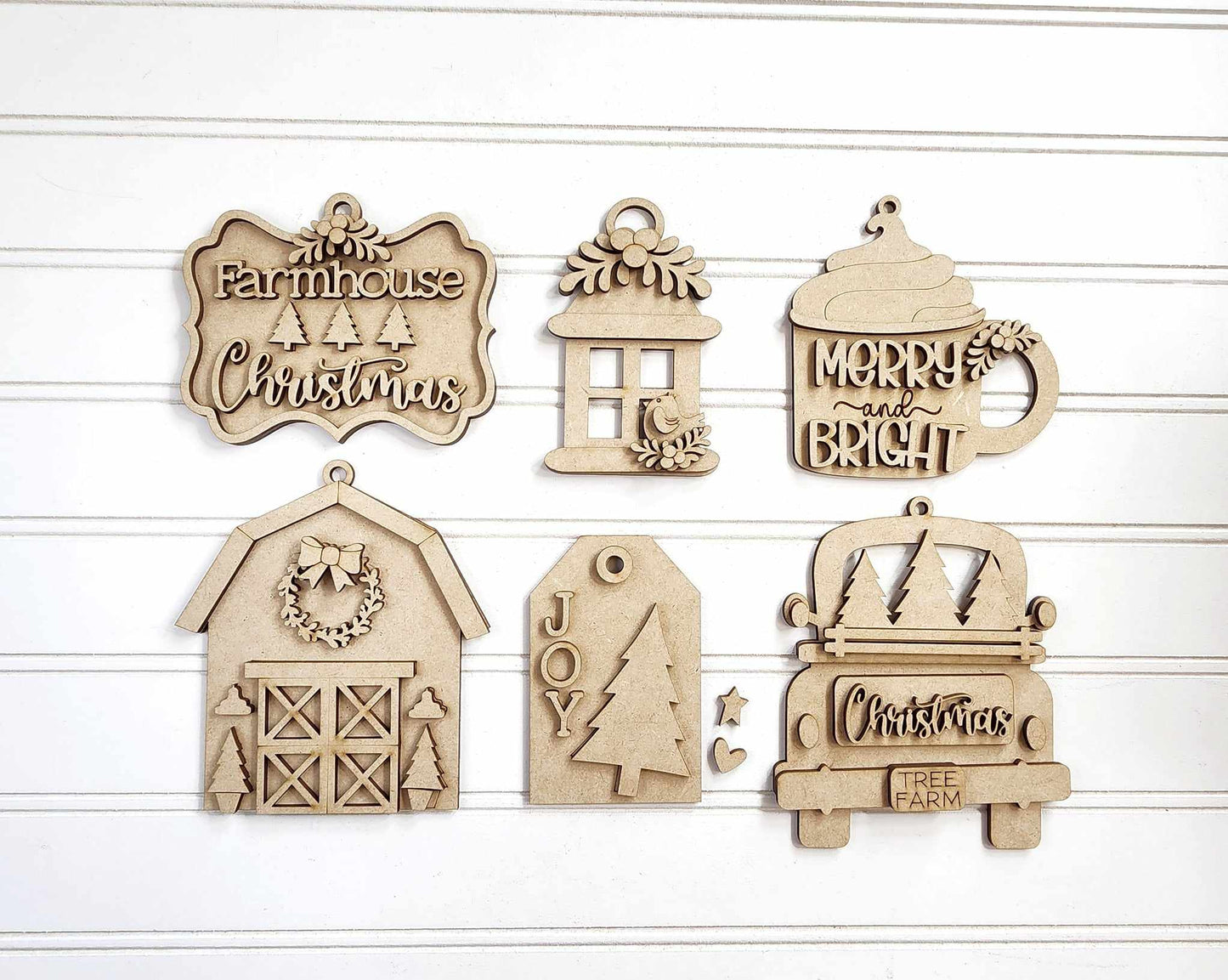 Country Christmas Tree Farm Ornament Set- Paint Party Kit