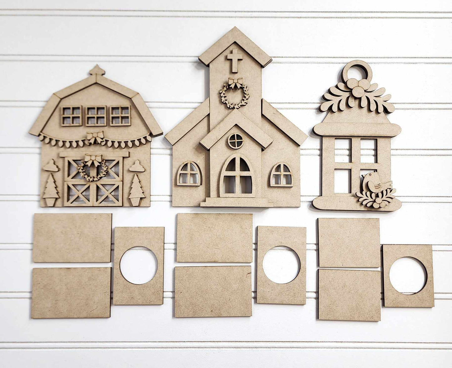 Country Christmas Tree Farm Tea Light Mantle Sitter- Paint Party
