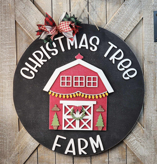 Country Christmas Tree Farm Round- Paint Party Kit