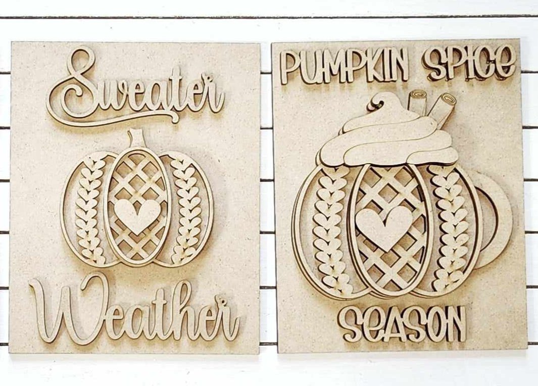 Sweater Weather Sign Trio with Stands OR Frames- Paint Party Kit
