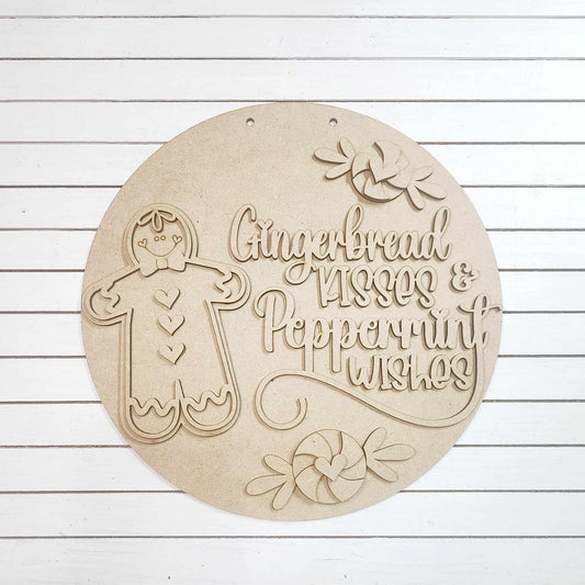 Gingerbread Kisses & Peppermint Wishes Hanger- DIY Blank