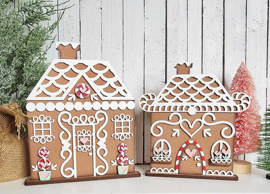 Gingerbread Houses Mantle Sitters - Paint Party