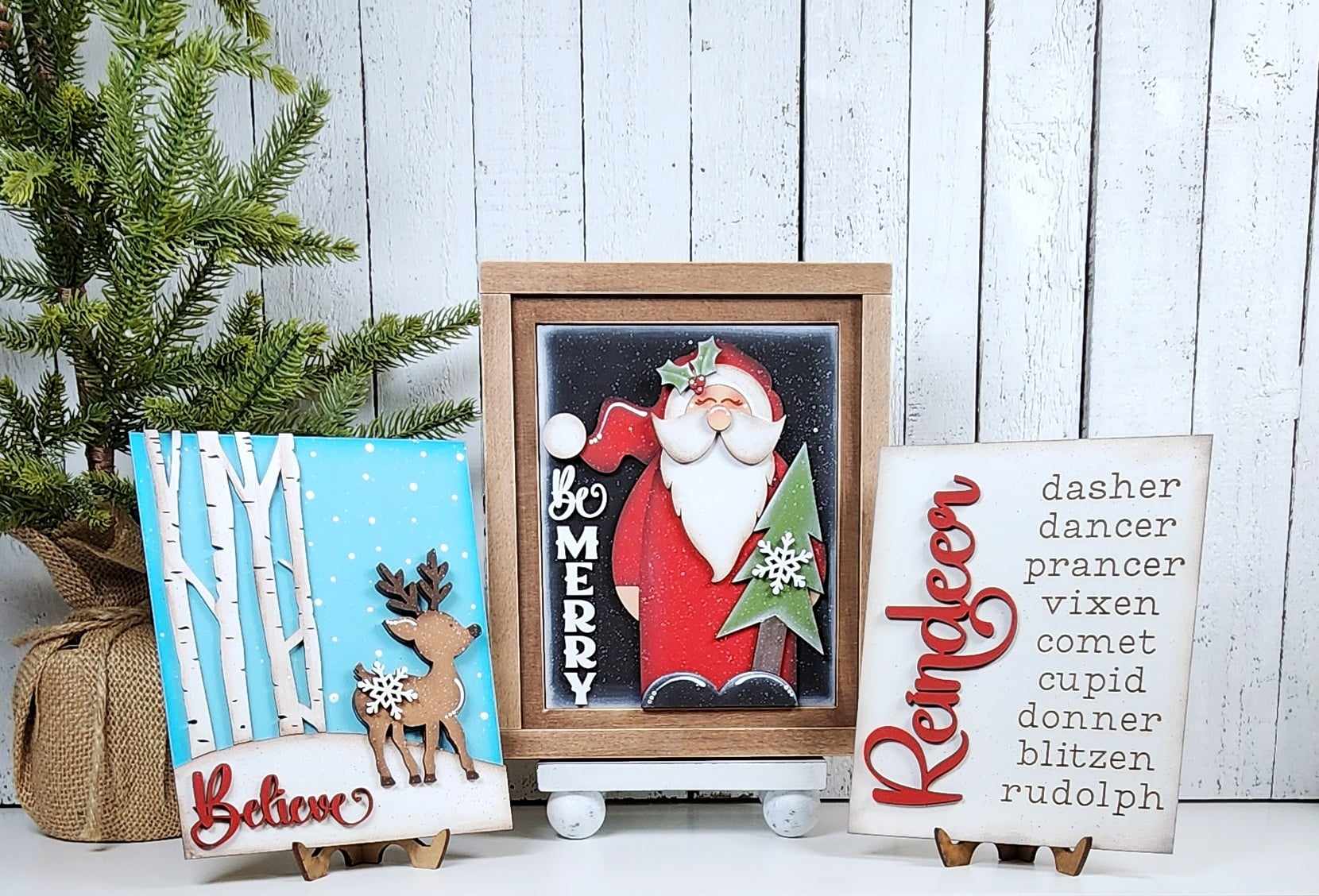 Oh Deer Christmas Sign Trio with Stands OR Frames