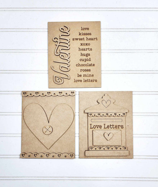 Be My Valentine Sign Trio with Stands OR Frames- DIY Blanks