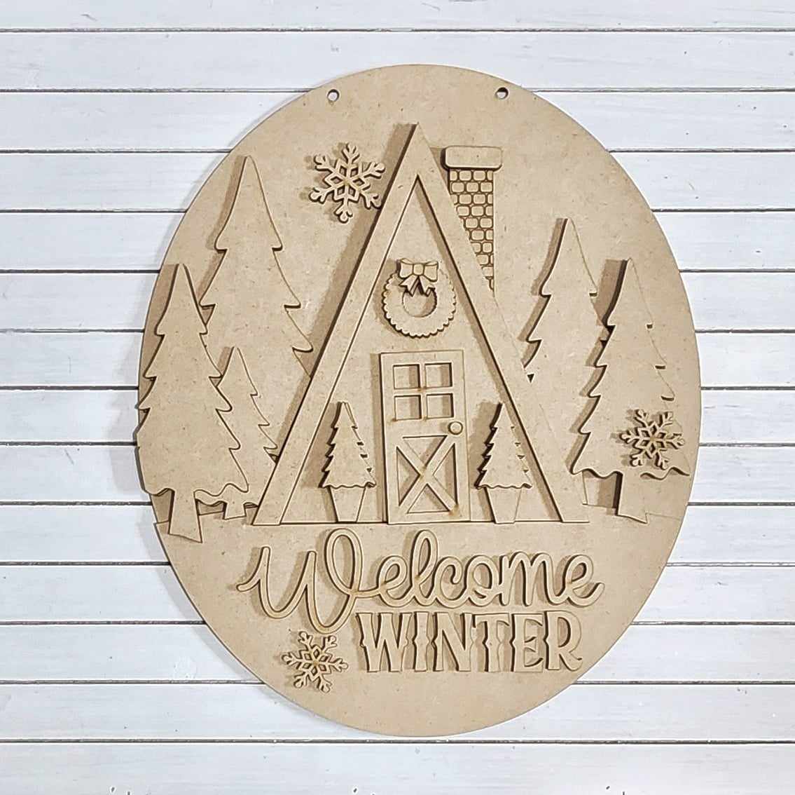 Winter Cabin Hanger- DIY Blank
