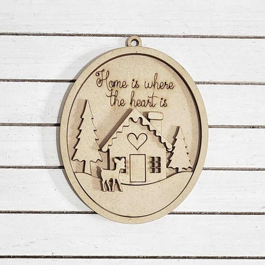 Winter Cabin Ornament- DIY Blank