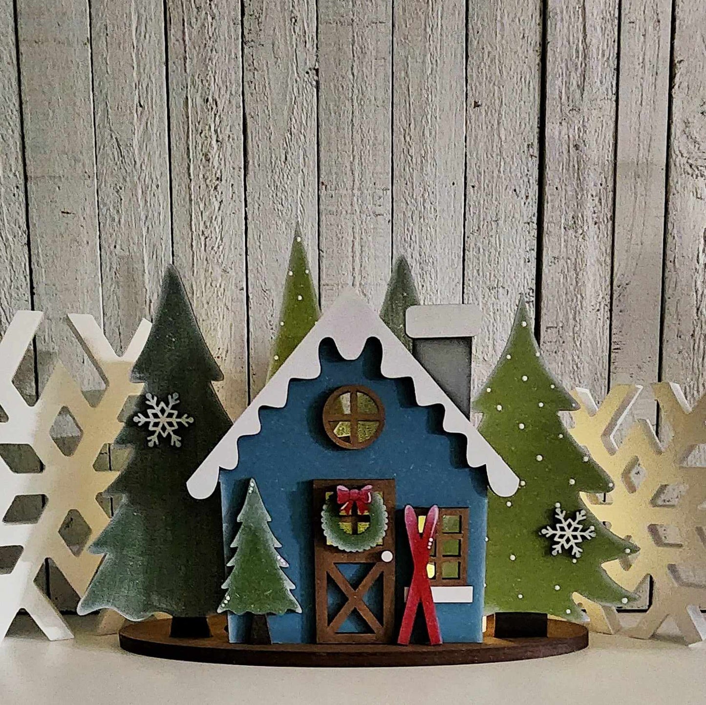 Winter Cabin Tea Light Mantle Sitter- Paint Party
