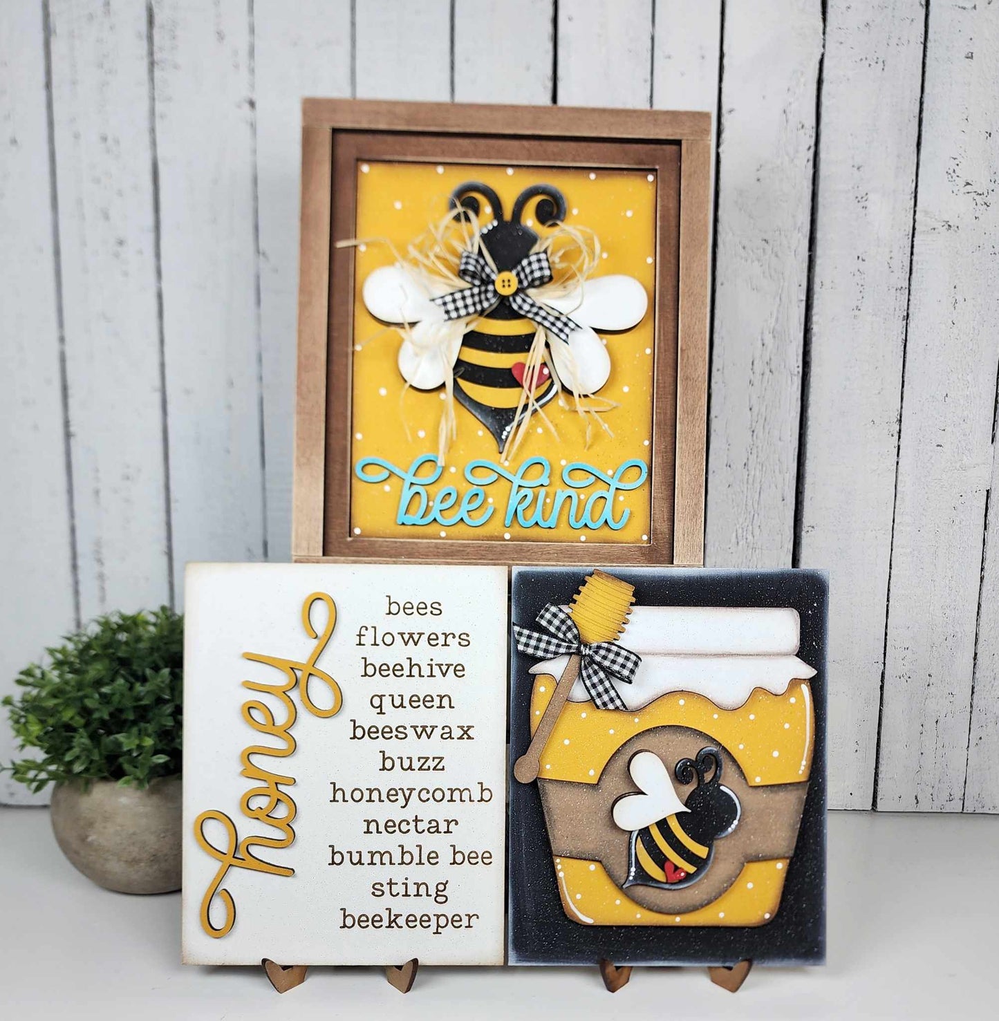 Hello Honey Sign Trio with Stands OR Frames - Paint Party Kit