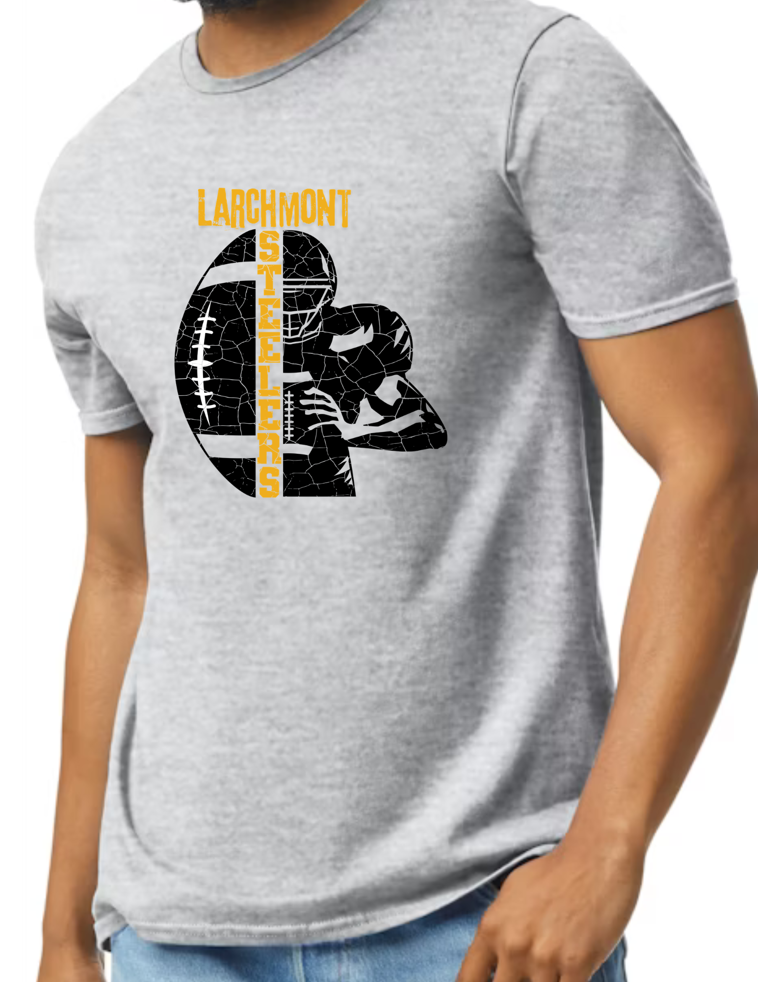 Larchmont Steelers Football & Player Image- Light Grey
