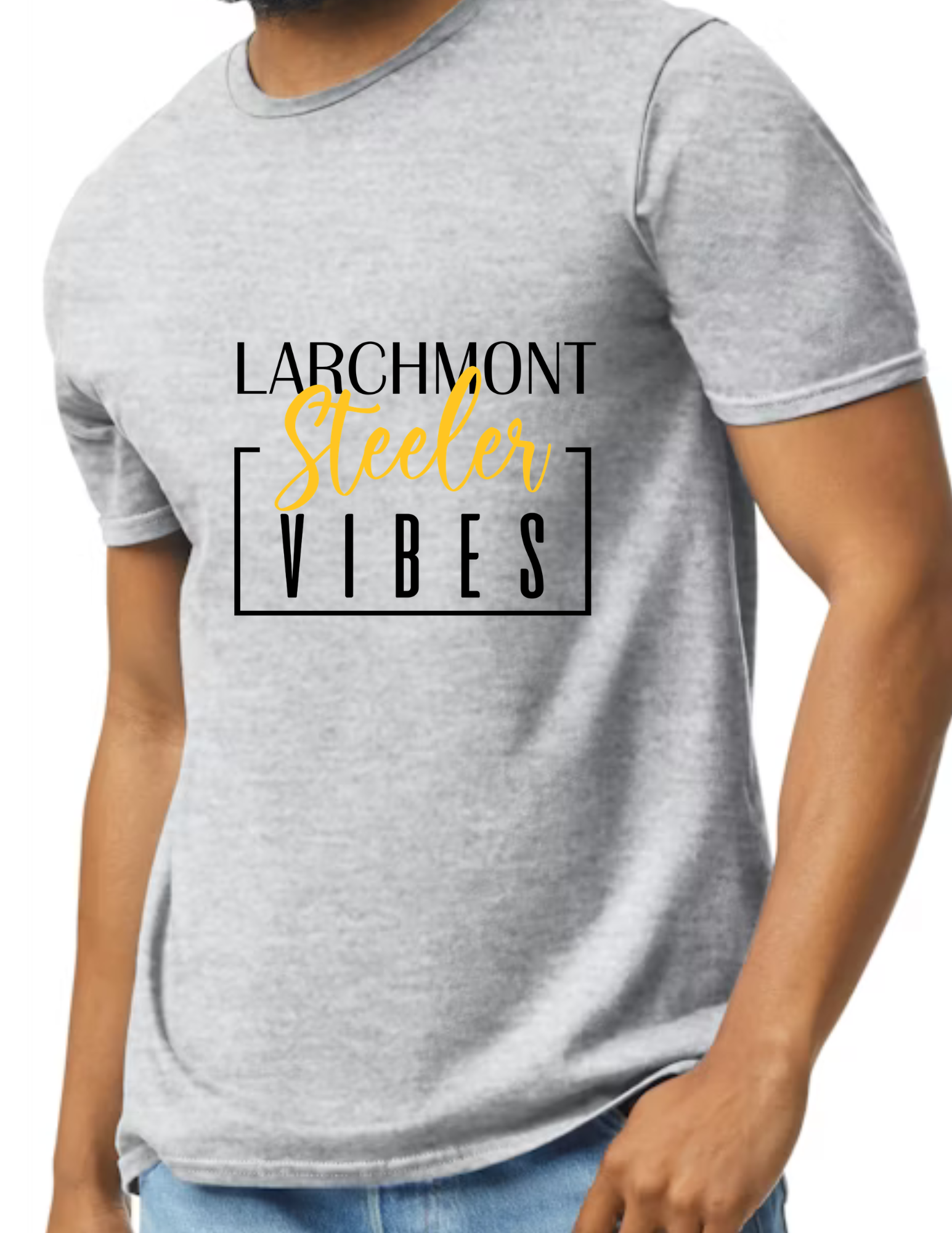 Larchmont Steelers Vibes- Light Grey (CUSTOMIZED NAME ON BACK)