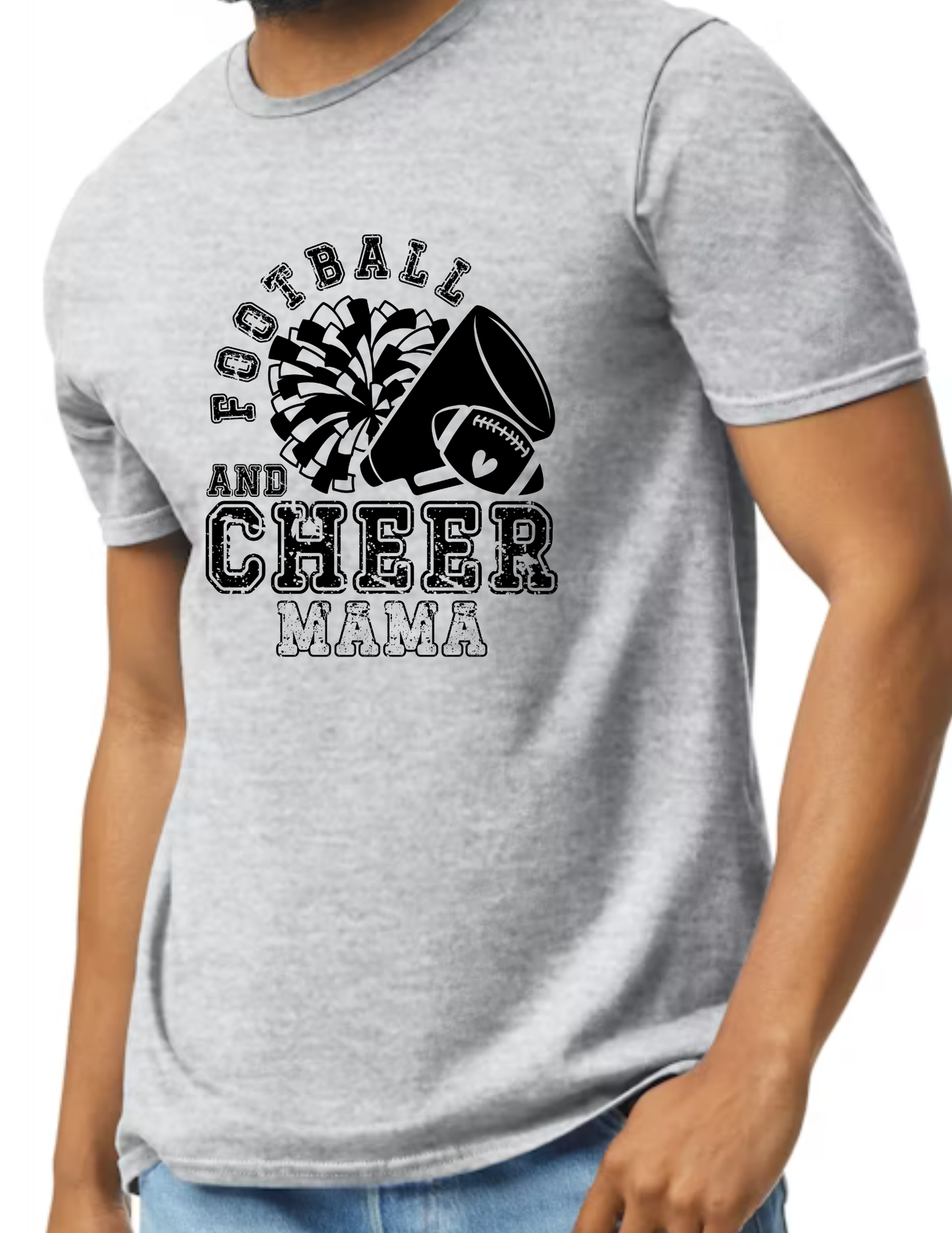 Football & Cheer Mom Throwback, Black- Light Grey
