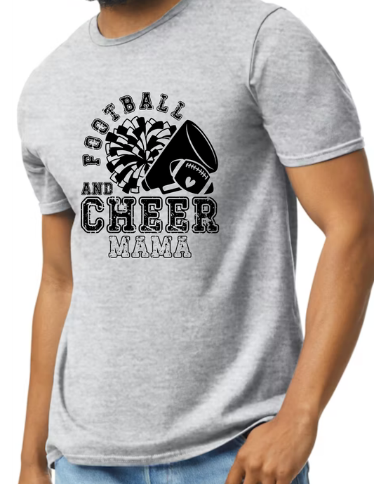 Football & Cheer Mom Throwback, Black- Light Grey (CUSTOMIZED NAME ON BACK)
