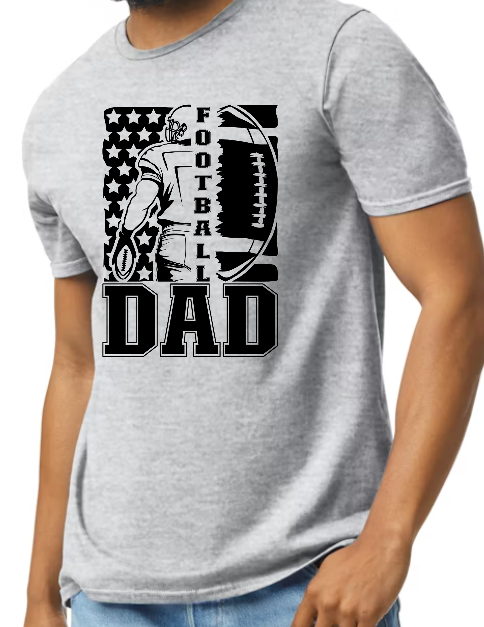 Football Dad Flag- Light Grey(CUSTOMIZED NAME ON BACK)