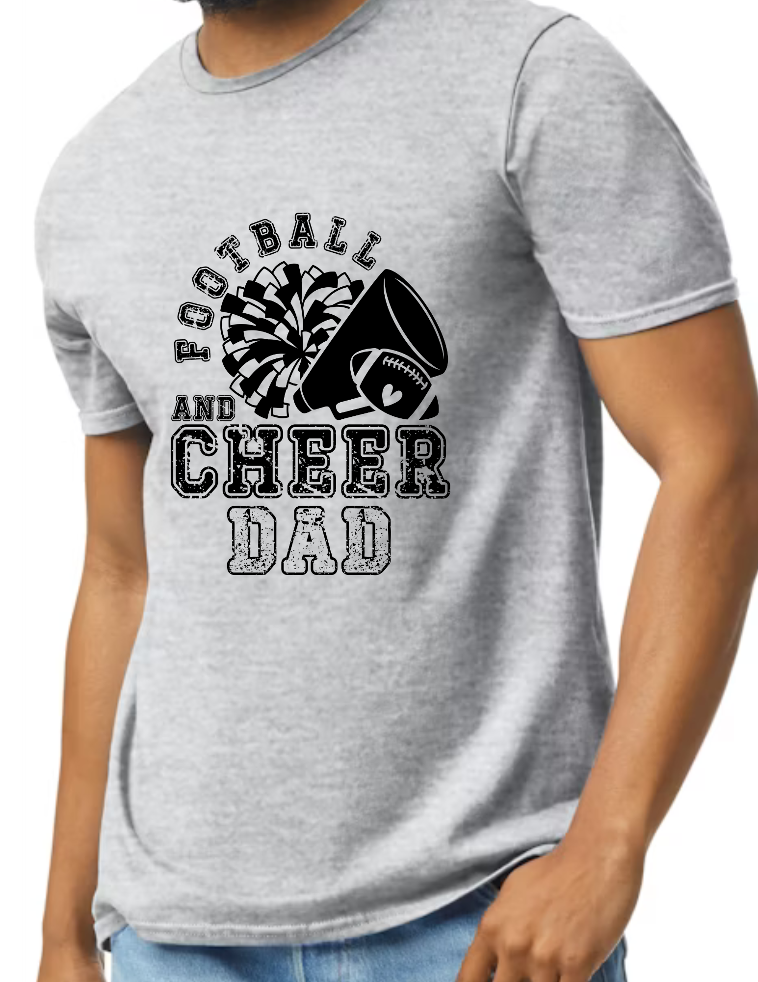 Football & Cheer Dad Throwback,  Black- Light Grey (CUSTOMIZED NAME ON BACK)