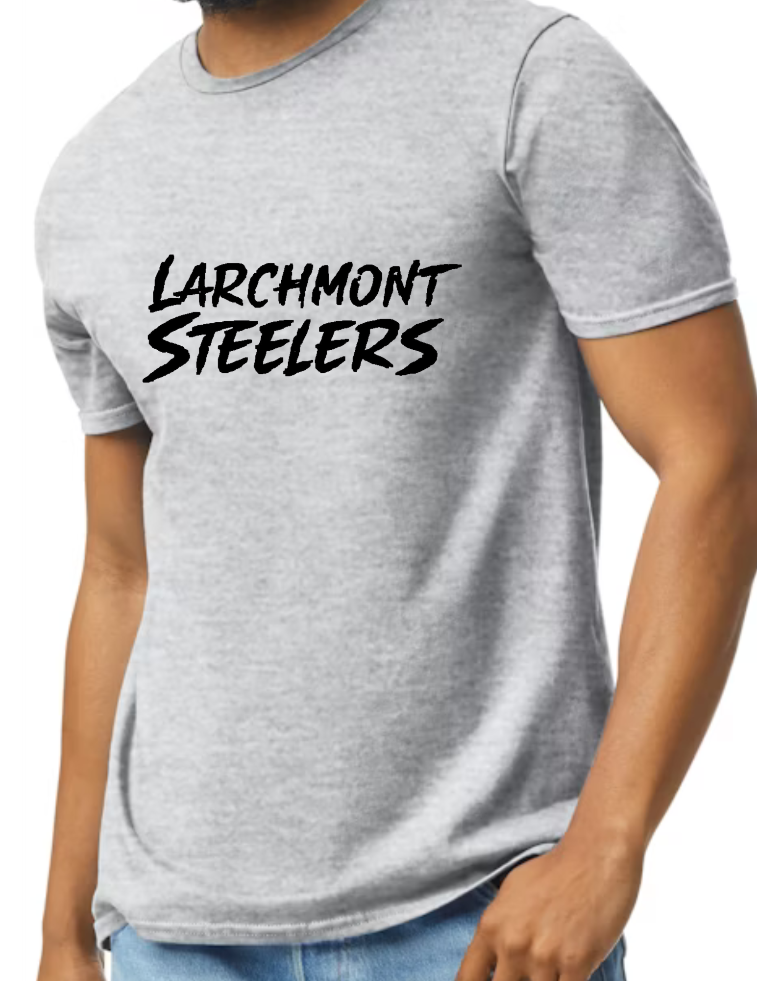 Larchmont Steelers Black Font- Light Grey