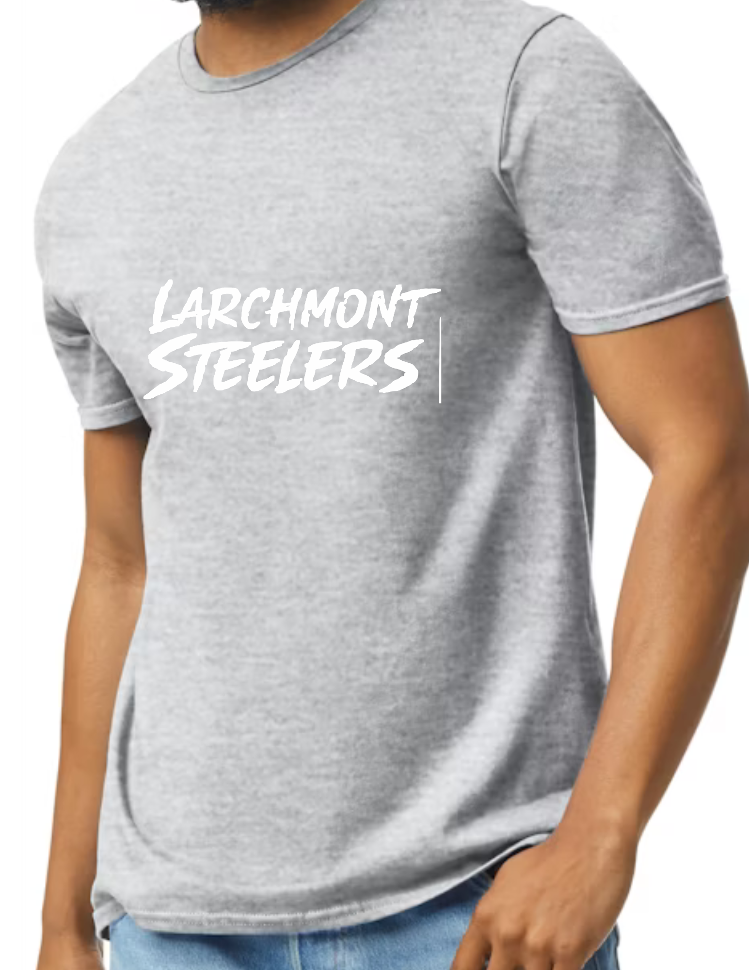 Larchmont Steelers White Font- Light Grey