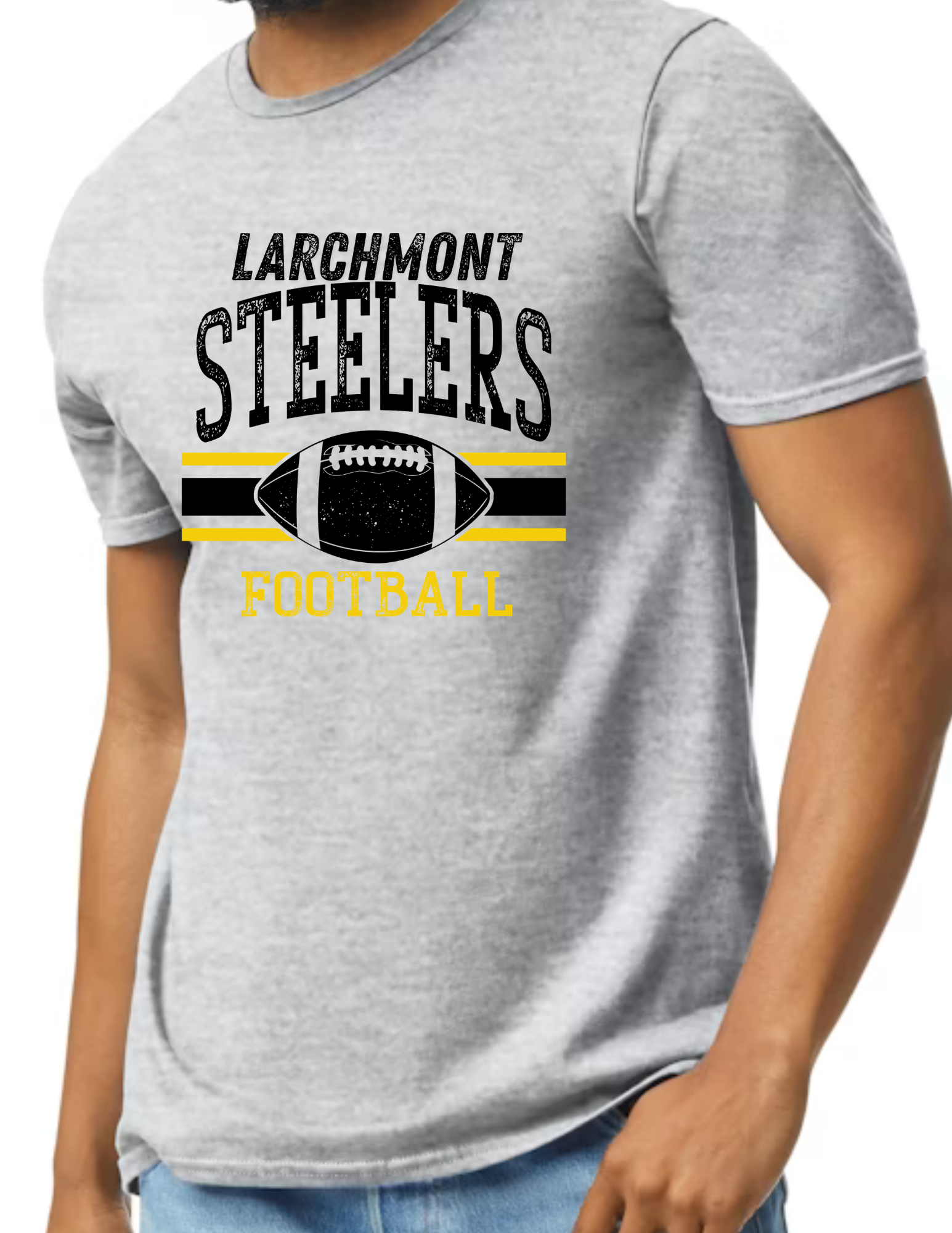 Larchmont Steelers Football- Light Grey