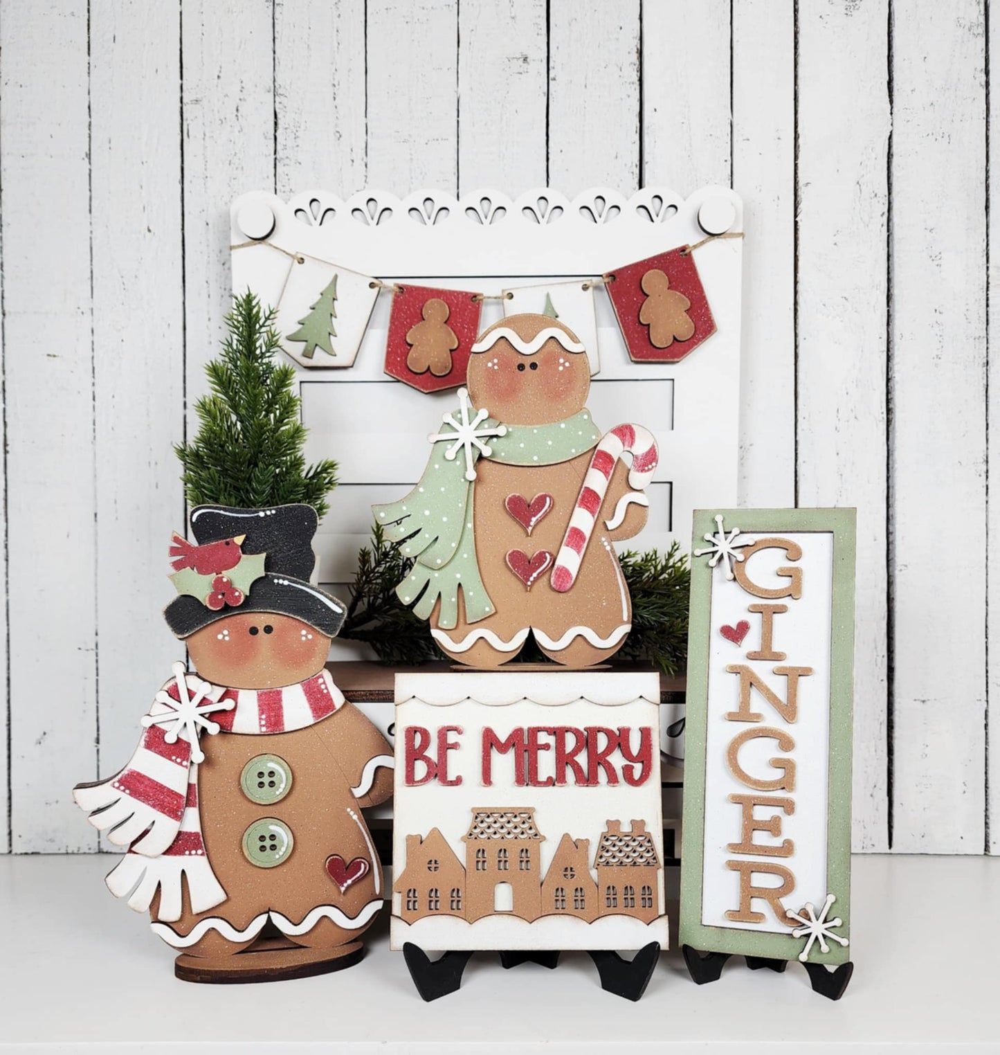 Victorian Gingerbread Christmas Tiered Tray Decor Set- DIY Blank