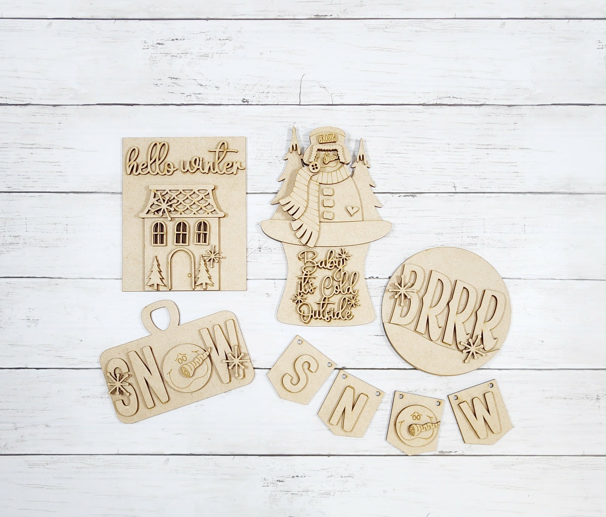 Winter Snowman Decor Set- DIY Blank