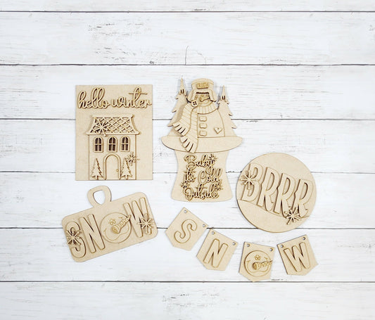 Winter Snowman Decor Set- DIY Blank