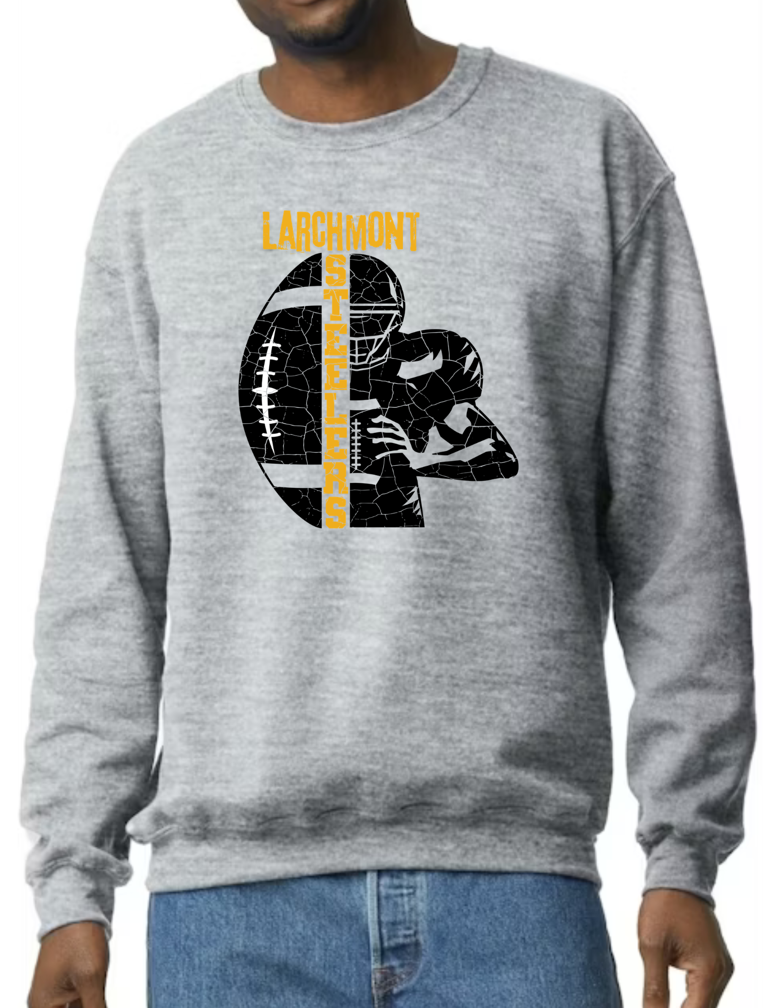 Larchmont Steelers Football & Player Image- Light Grey