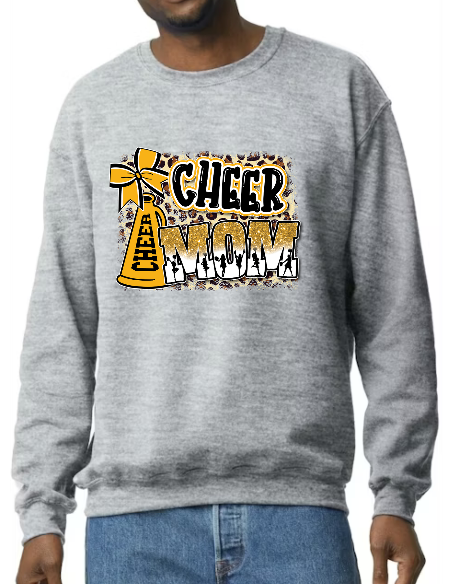 Cheer Mom Cheetah Print- Light Grey