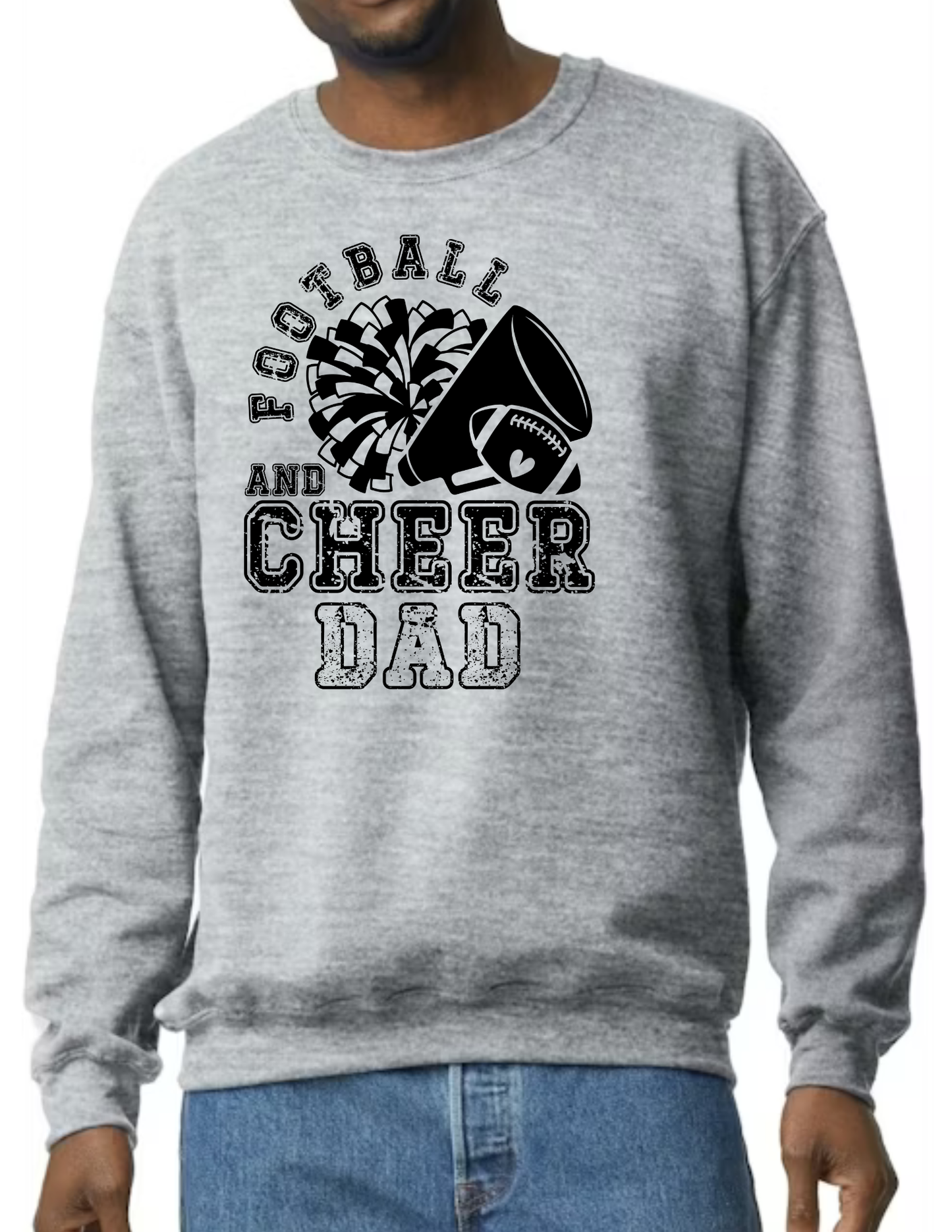 Football & Cheer Dad Throwback, Black- Light Grey