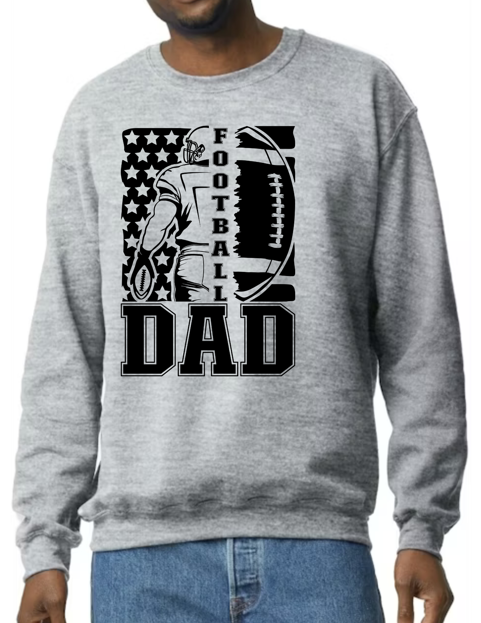 Football Dad Flag- Light Grey(CUSTOMIZED NAME ON BACK)