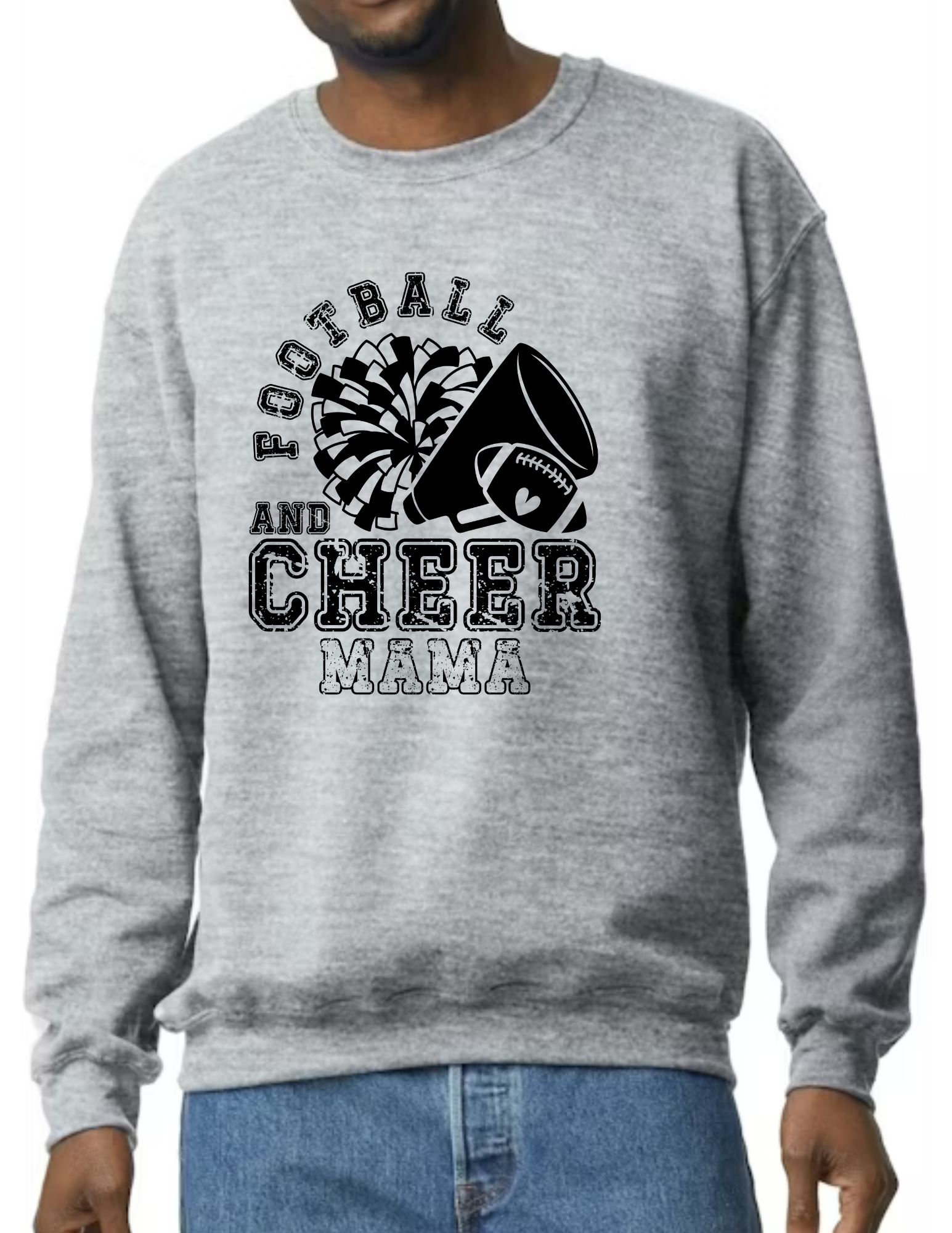 Football & Cheer Mom Throwback, Black- Light Grey