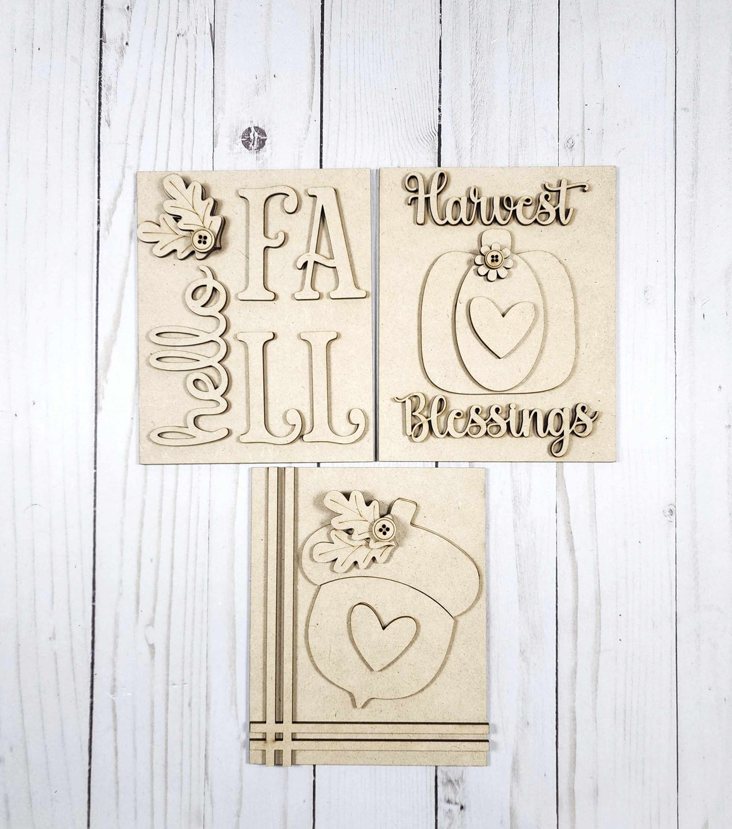 Fall Harvest Sign Trio with Stands OR Frames- DIY Blanks