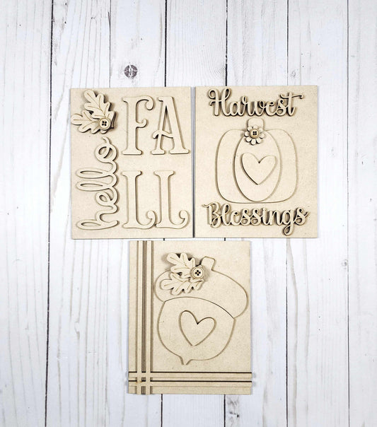 Fall Harvest Sign Trio with Stands OR Frames- DIY Blanks