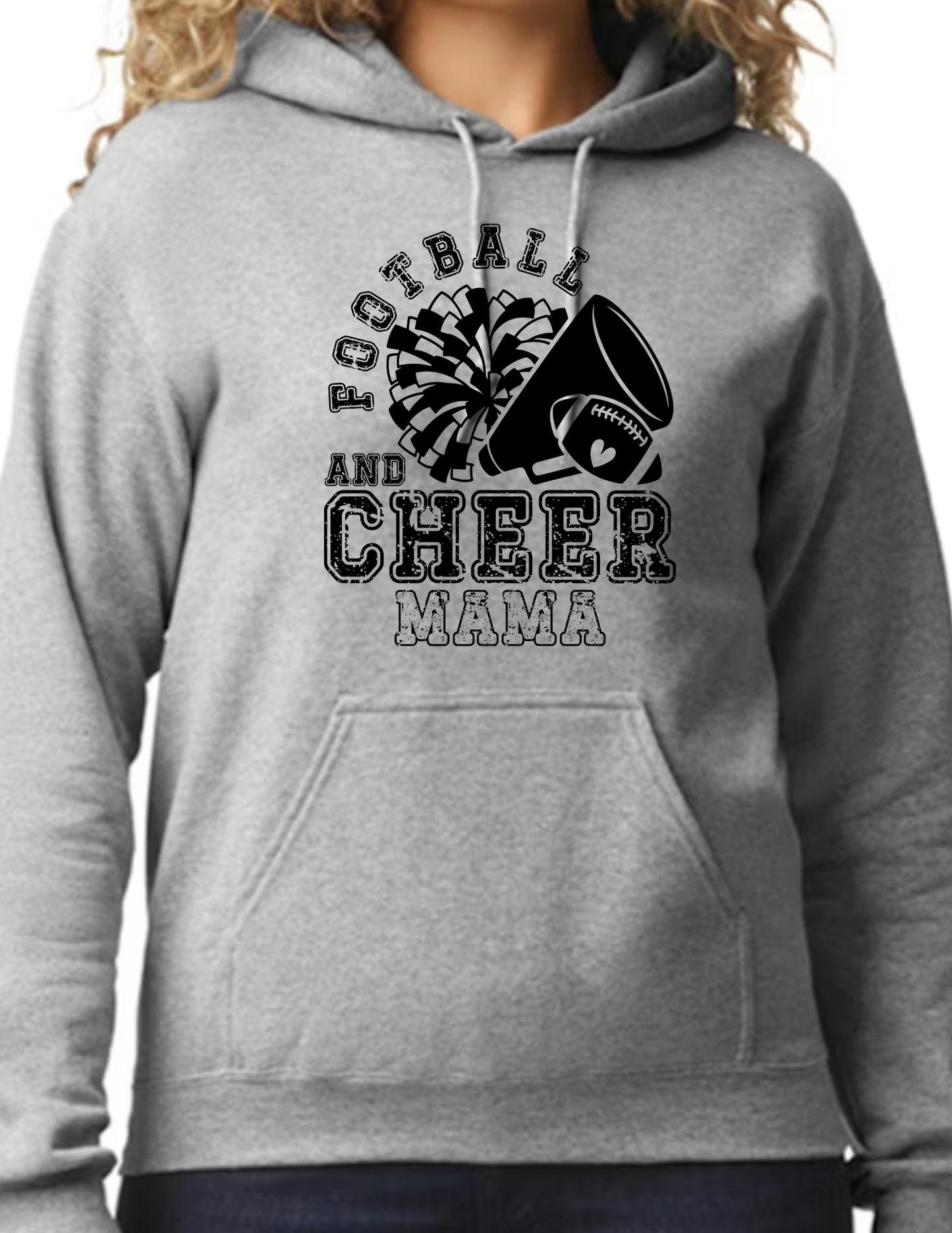 Football & Cheer Mom Throwback, Black- Light Grey