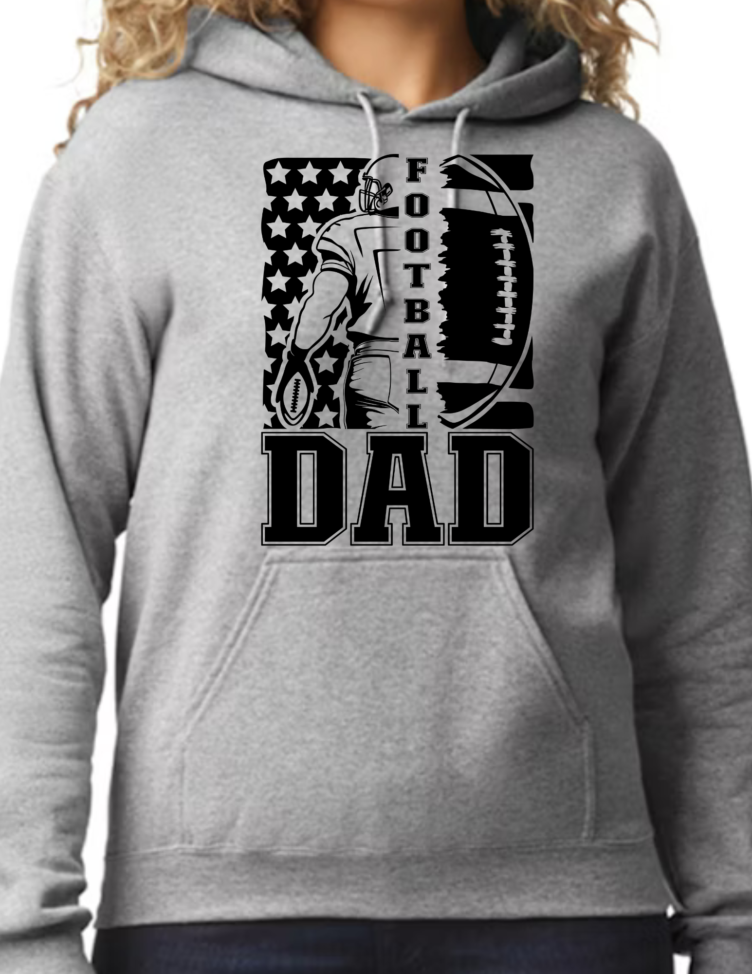 Football Dad Flag- Light Grey(CUSTOMIZED NAME ON BACK)