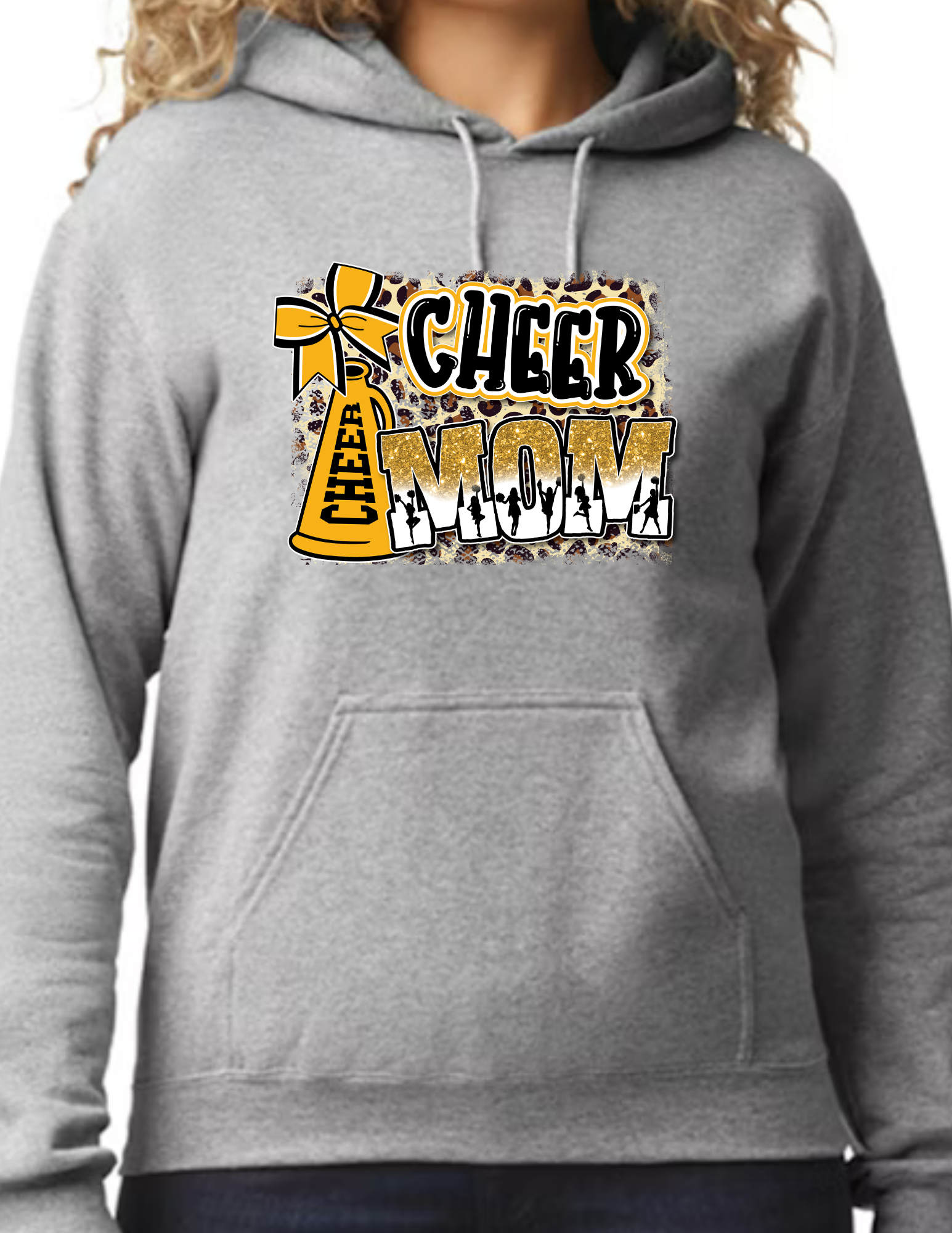 Cheer Mom Cheetah Print- Light Grey (CUSTOMIZED NAME ON BACK)