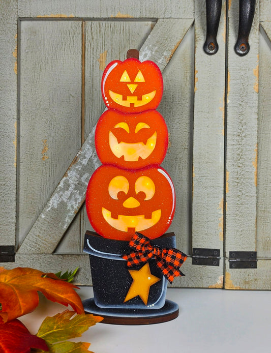 Light Up Pumpkin Stack Shelf Sitter Halloween Party Collection
